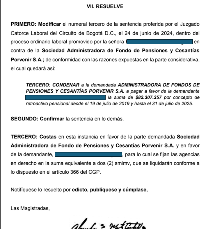 Sentencia de reconocimiento de sustitución pensional