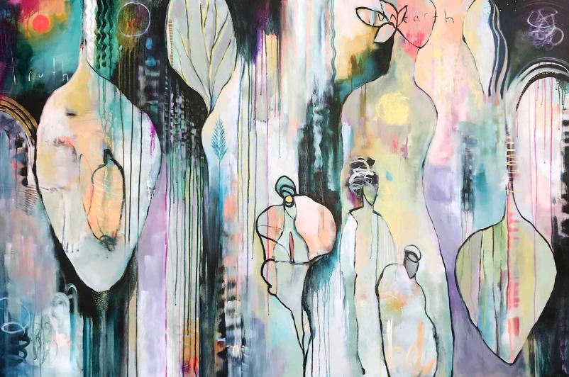 Flora Bowley — Unearth Truth, 48x60 painting, 2019