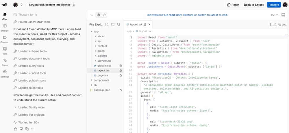 V0 + Sanity Content Operating System