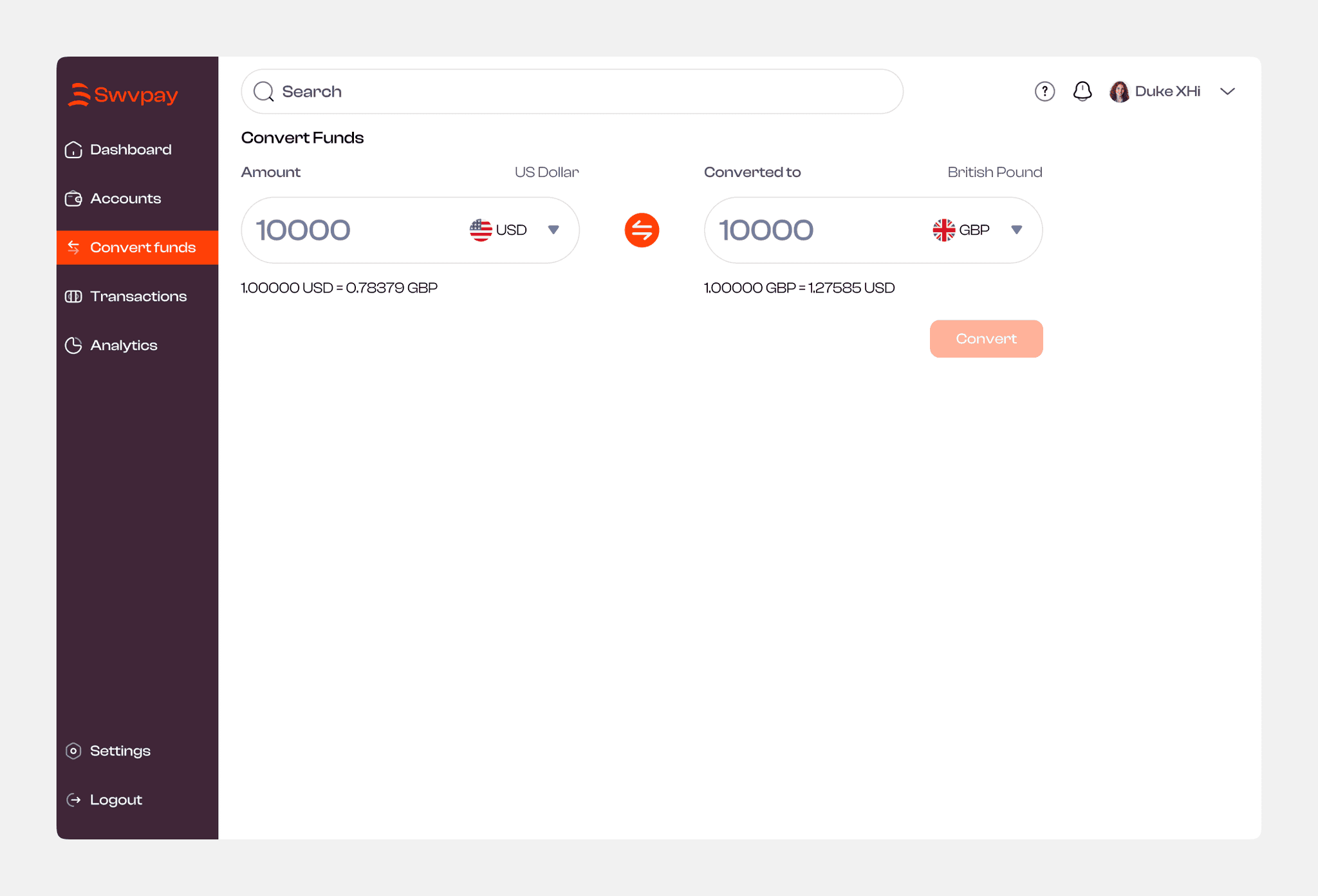 Swvpay Finance design