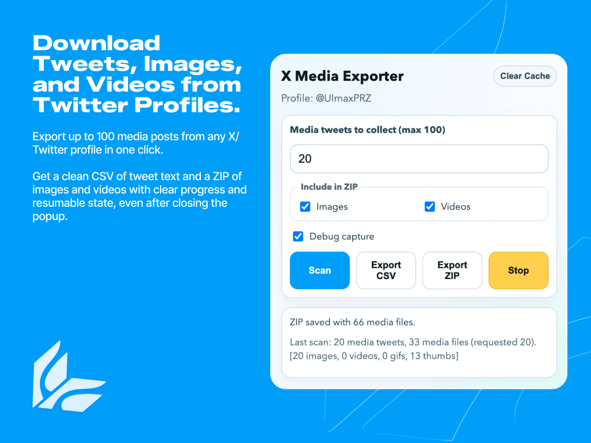 Profile Media Tweet Exporter