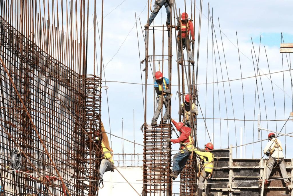 Construction site with workers