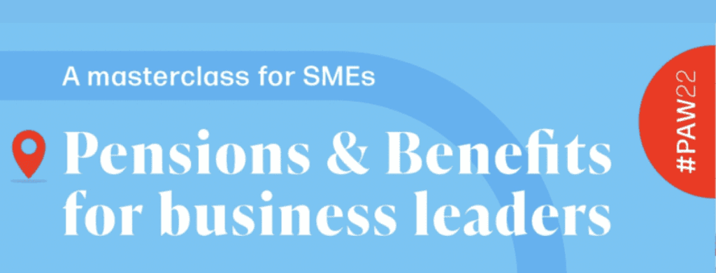 Advertisement for a Pensions & Benefits masterclass for business leaders