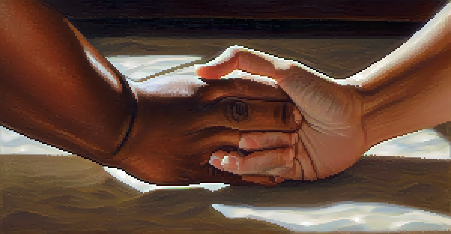 Close-up of diverse hands demonstrating a self-defense technique, focusing on grip and leverage.