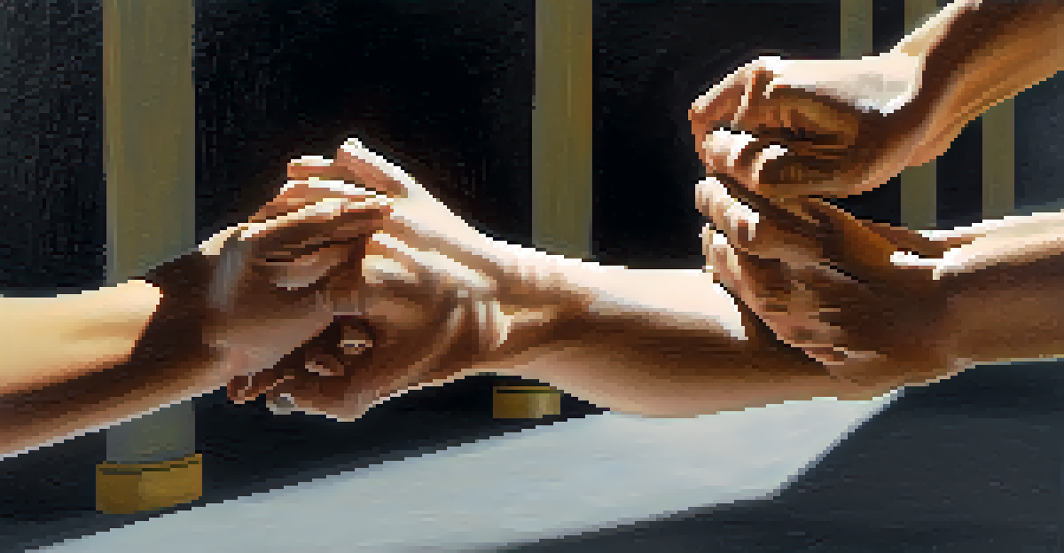Close-up of hands demonstrating a wrist release self-defense technique, with a softly blurred background.