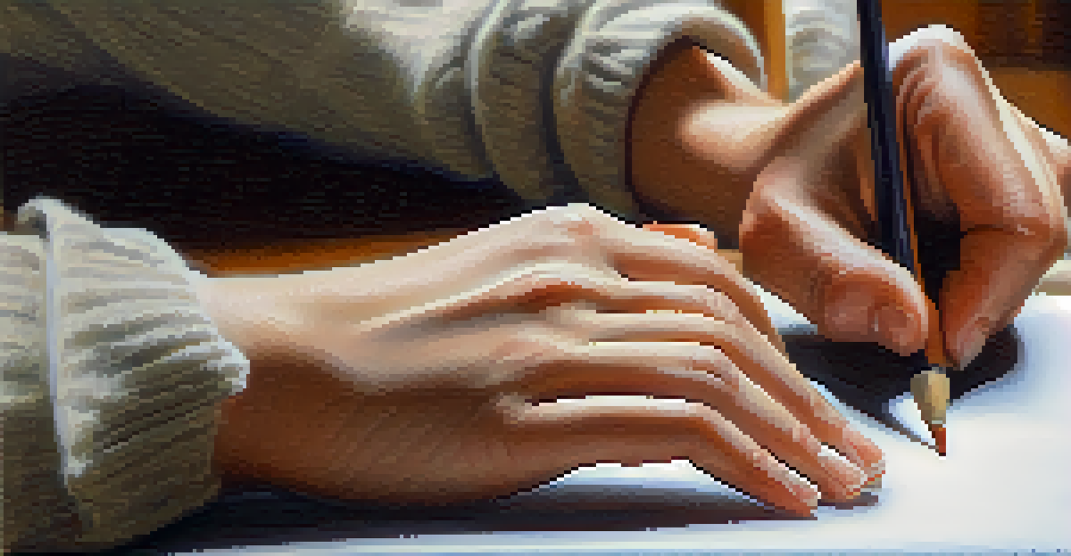 A person practicing breathing techniques, with hands in focus and a serene expression in the background.