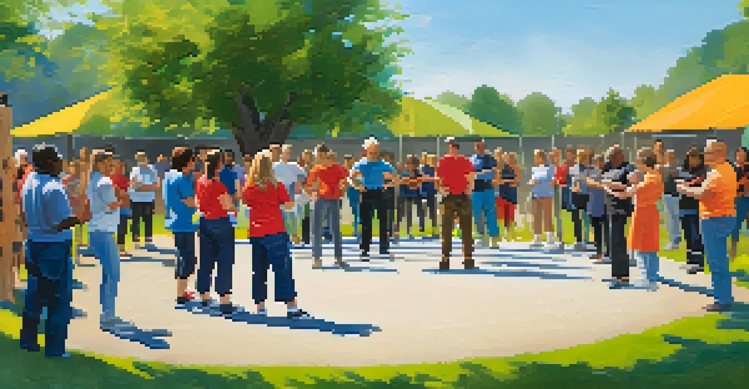 A community self-defense workshop outdoors, with participants engaged in learning techniques from an instructor.