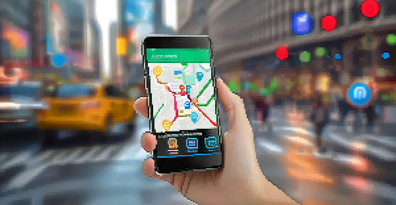 A smartphone showing a safety app interface with colorful icons.