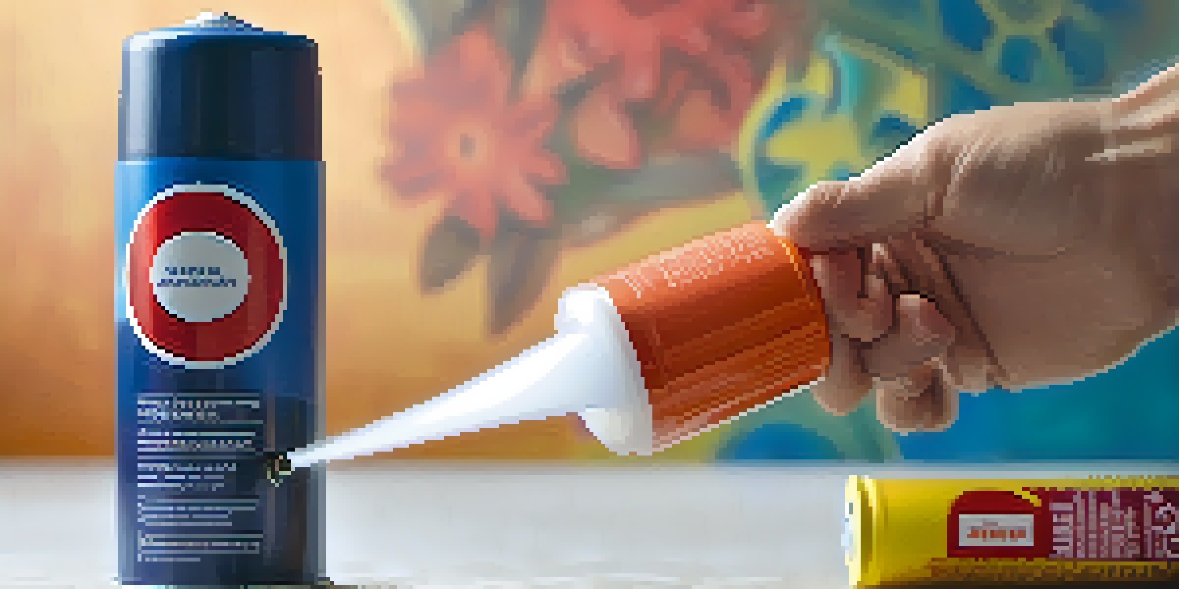 A hand holding a canister of pepper spray, with a blurred background and sunlight creating a warm glow.