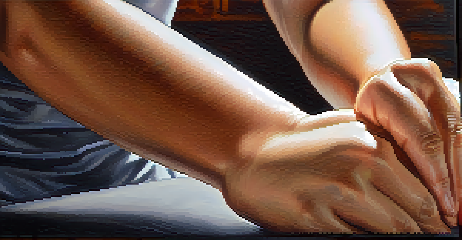 Close-up of a woman's hands demonstrating a self-defense grip on a training dummy.