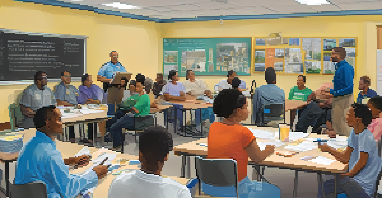 A community workshop where residents learn safety tips from a local law enforcement officer.