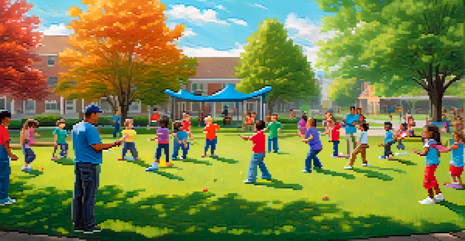 Children participating in a self-defense class outdoors in a park, learning techniques from an instructor.