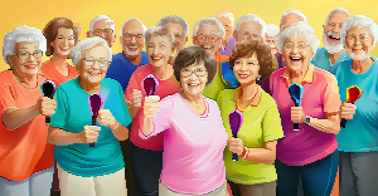 A group of smiling seniors celebrating their completion of a self-defense workshop, showcasing their certificates and sense of achievement.