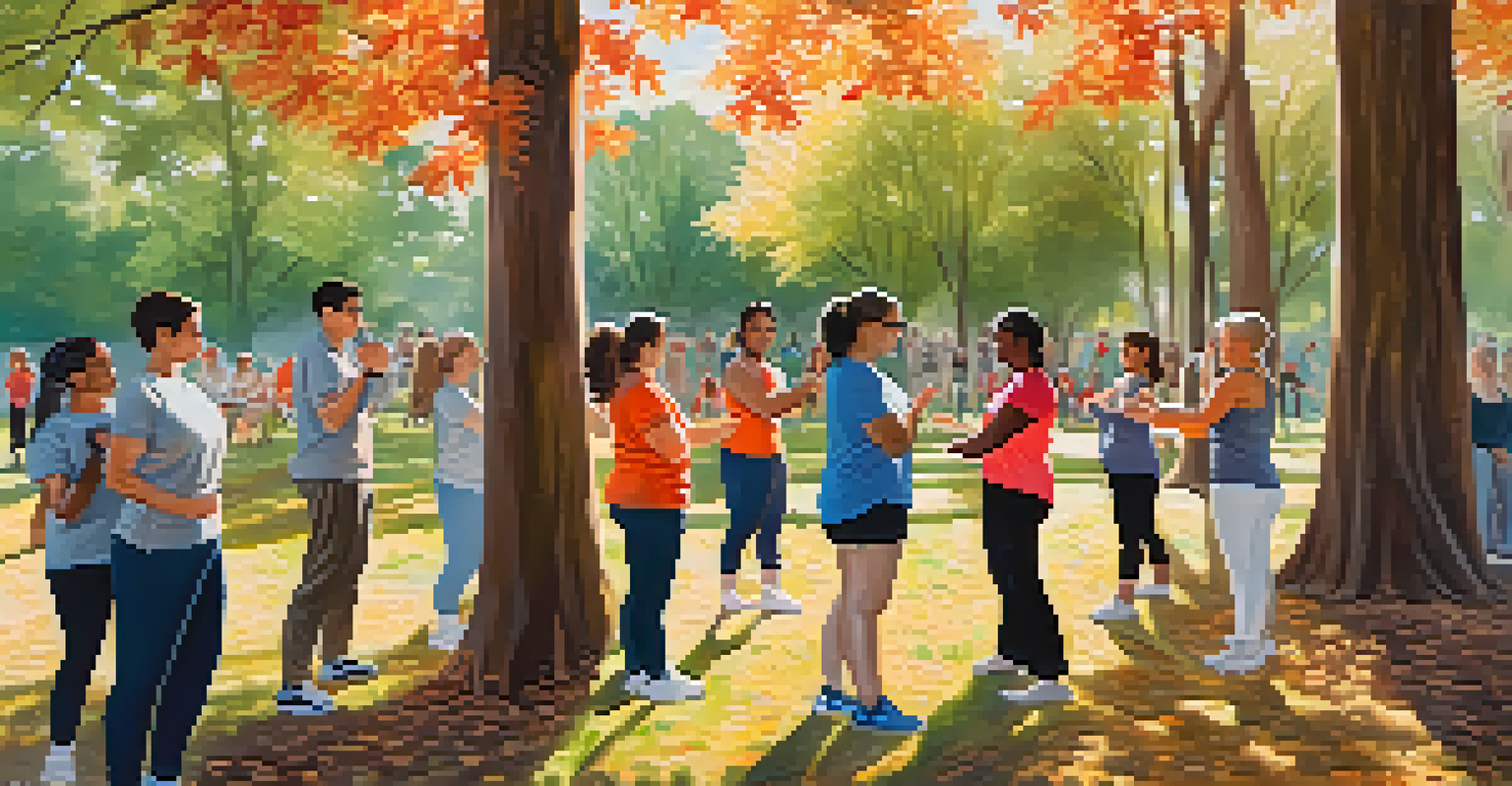A self-defense workshop in a park with participants learning from an instructor.