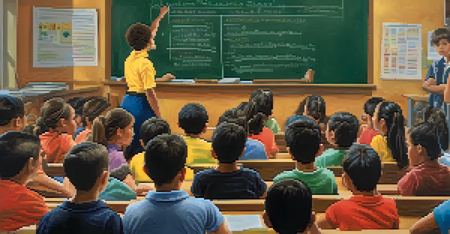 A classroom with students listening to an instructor explaining self-defense terms on a chalkboard.