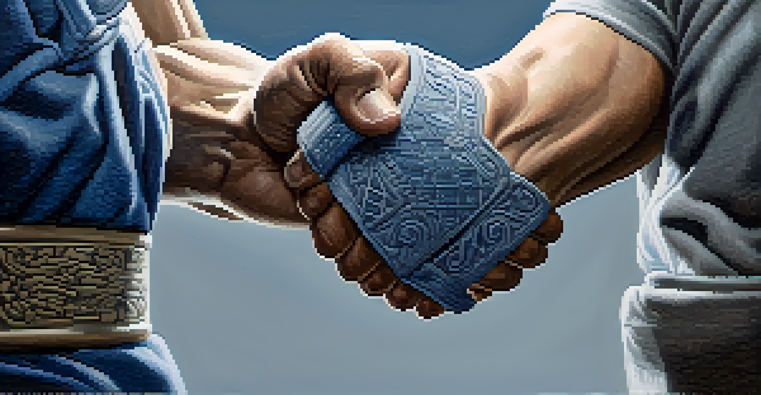 Close-up of a person's hands demonstrating a self-defense technique, with a blurred background and focused lighting.