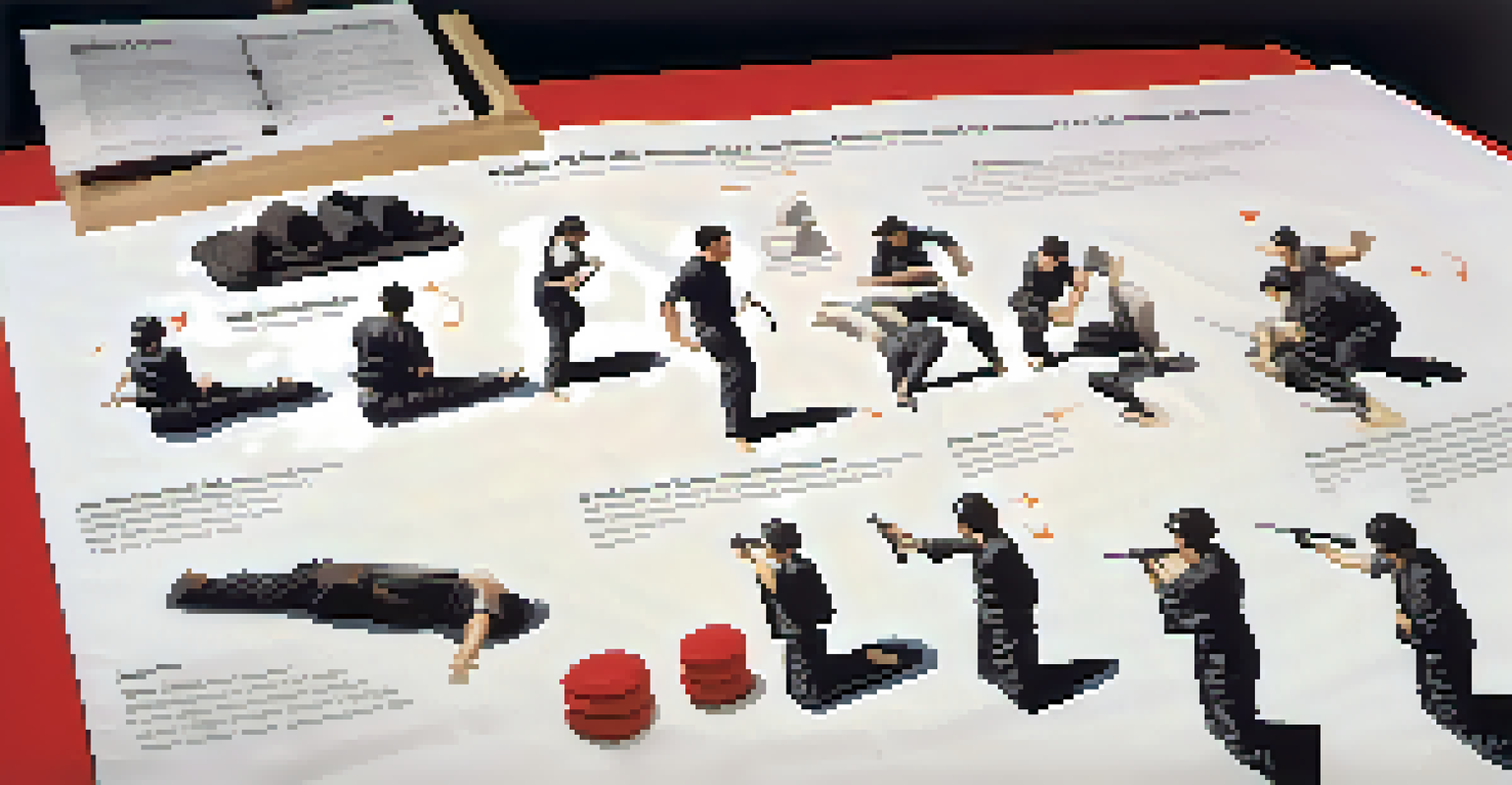 A detailed visual aid displaying step-by-step self-defense techniques with clear illustrations and simple language.