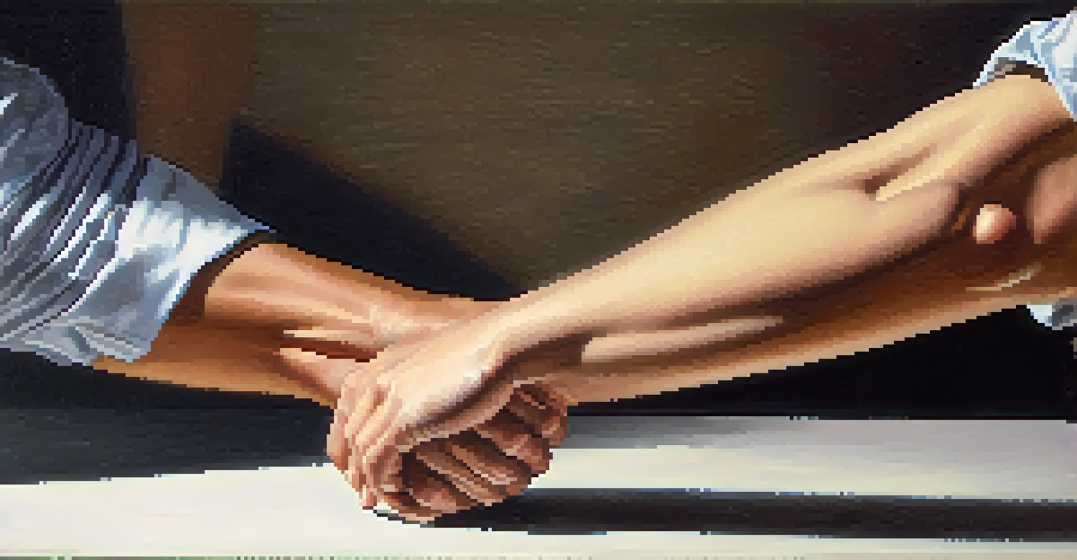 Close-up of two hands showing a wrist grab escape technique, with one hand gripping and the other breaking free.