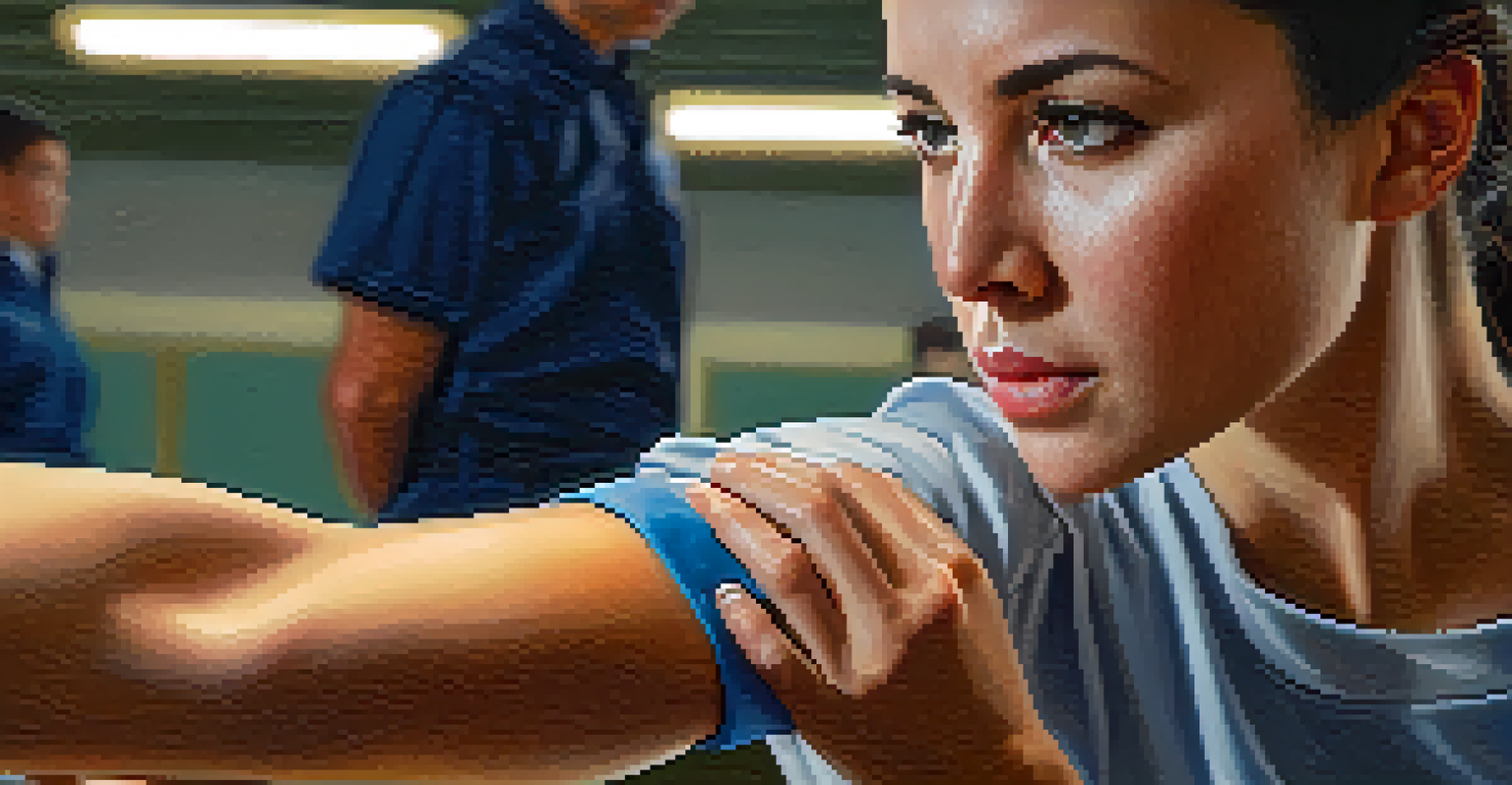 A woman practicing applying a tourniquet during a first aid training session.