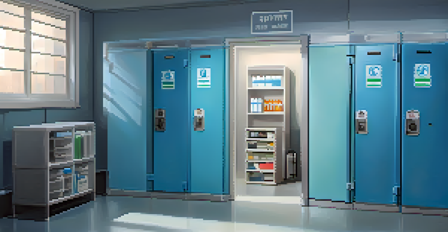 A safe room equipped with emergency supplies and a secure lock, designed for family safety.