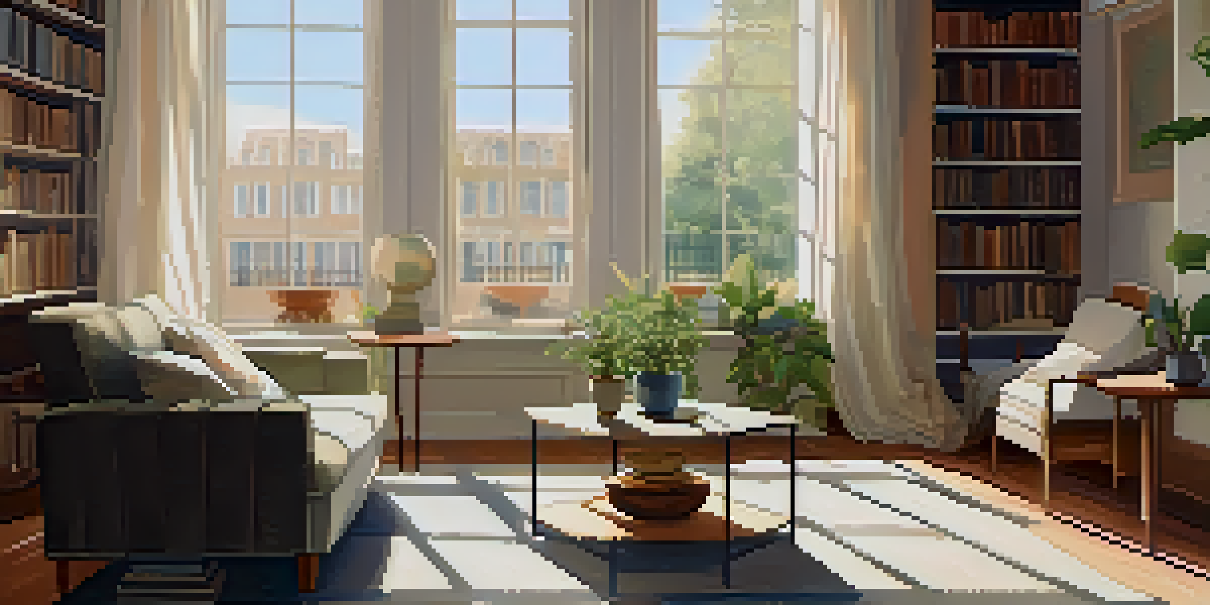 A woman sitting on a sofa in a sunlit room, holding a cup of tea, looking relaxed and contemplative.