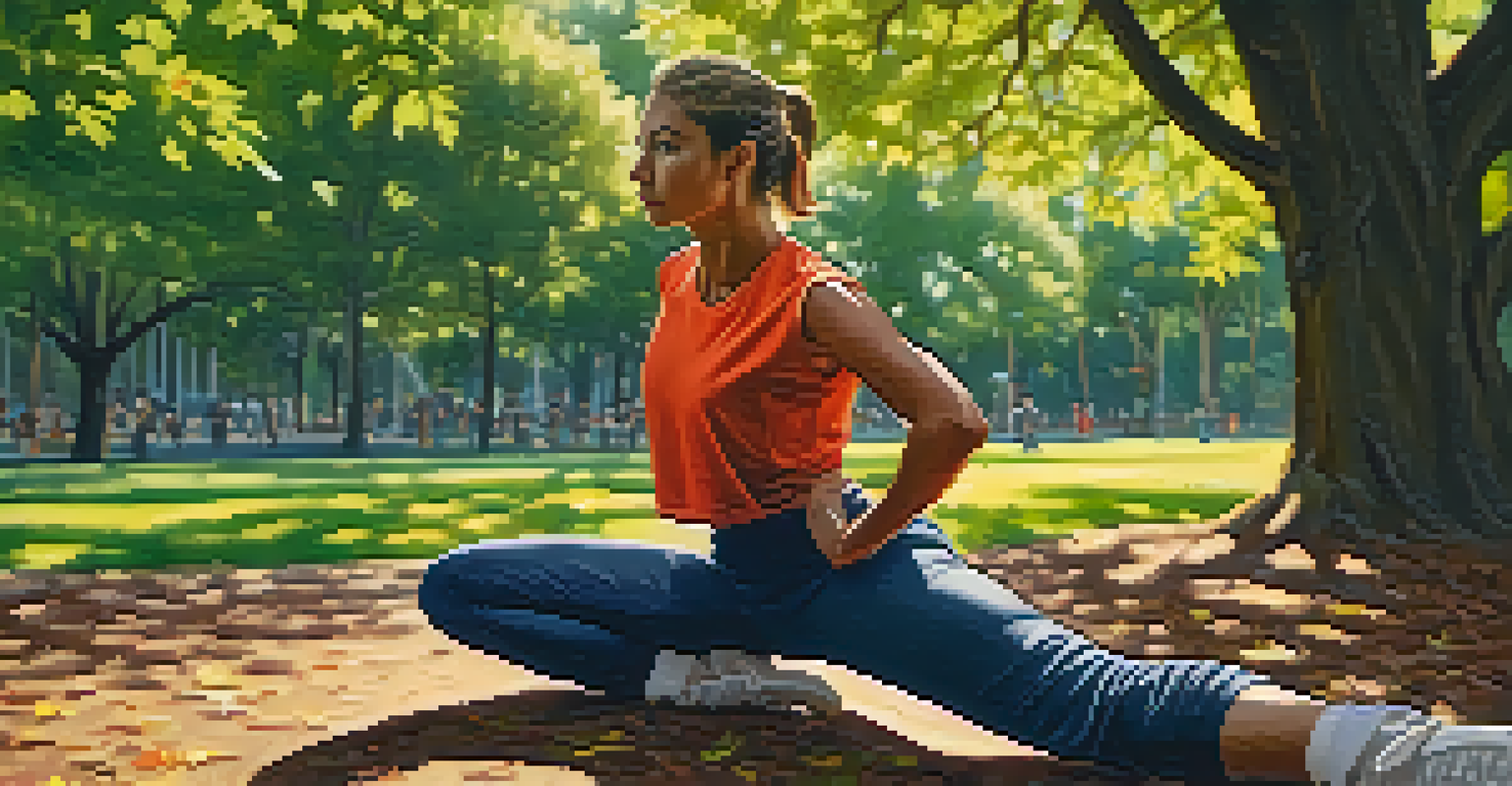 A close-up of a confident individual striking a self-defense pose in a park, surrounded by greenery.