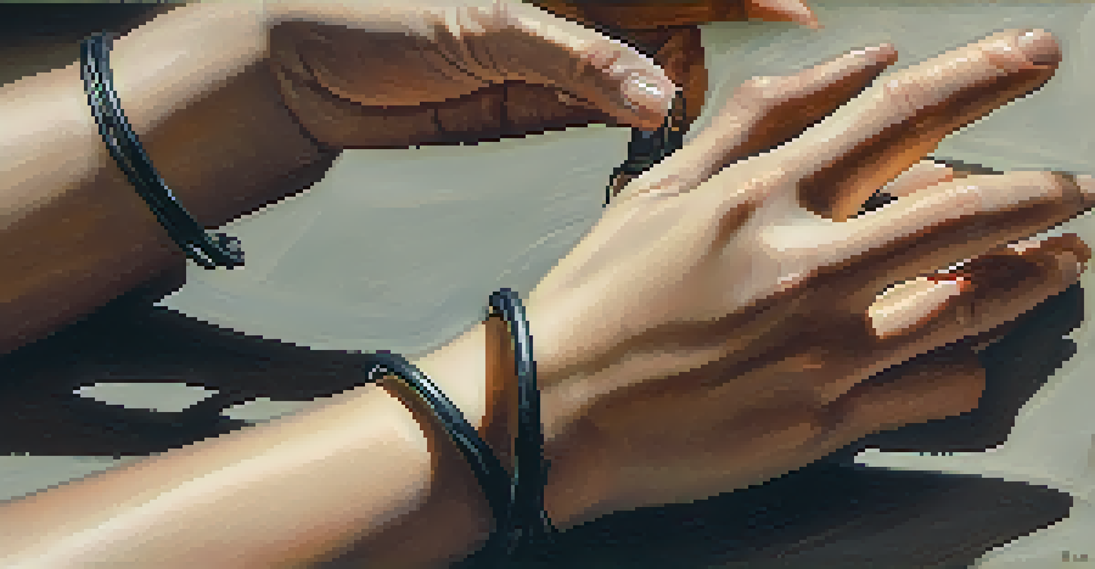 Close-up of hands gripping a self-defense training tool, emphasizing texture and readiness.