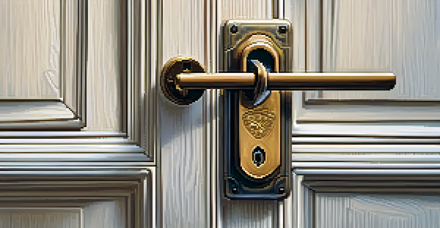 A close-up of a hand locking a door, showcasing the detailed mechanisms of a high-quality lock.