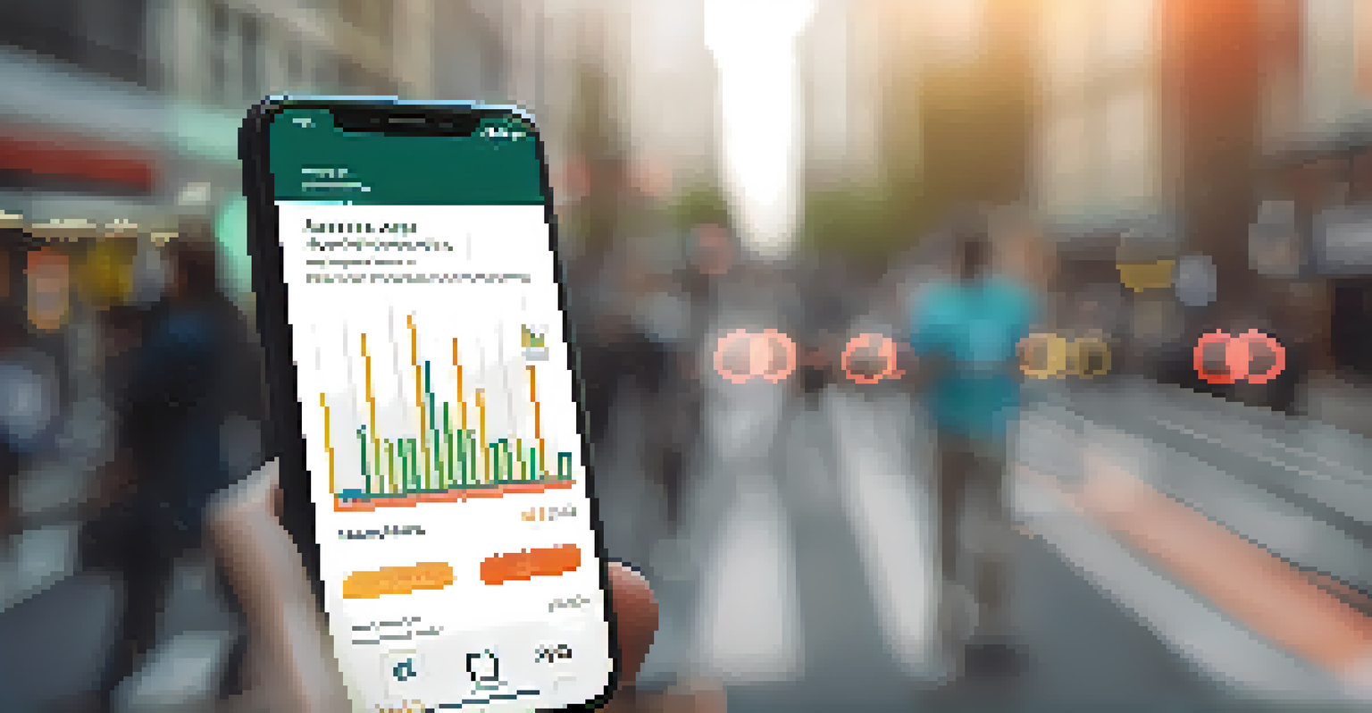 A close-up of a smartphone displaying a safety app for reporting harassment, set against a blurred urban backdrop.