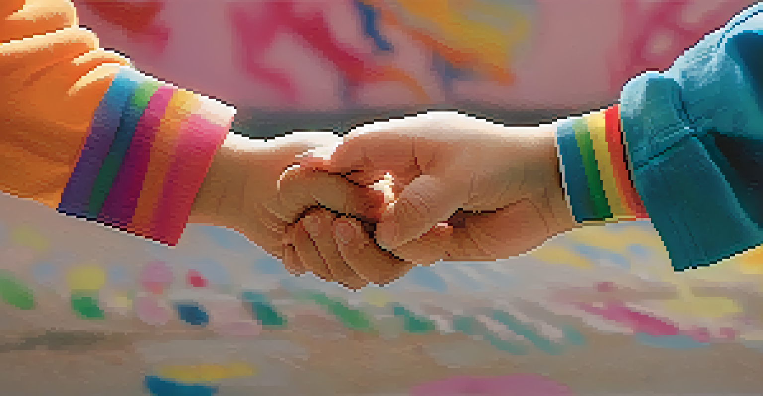 Close-up of a child's hands practicing a self-defense technique.