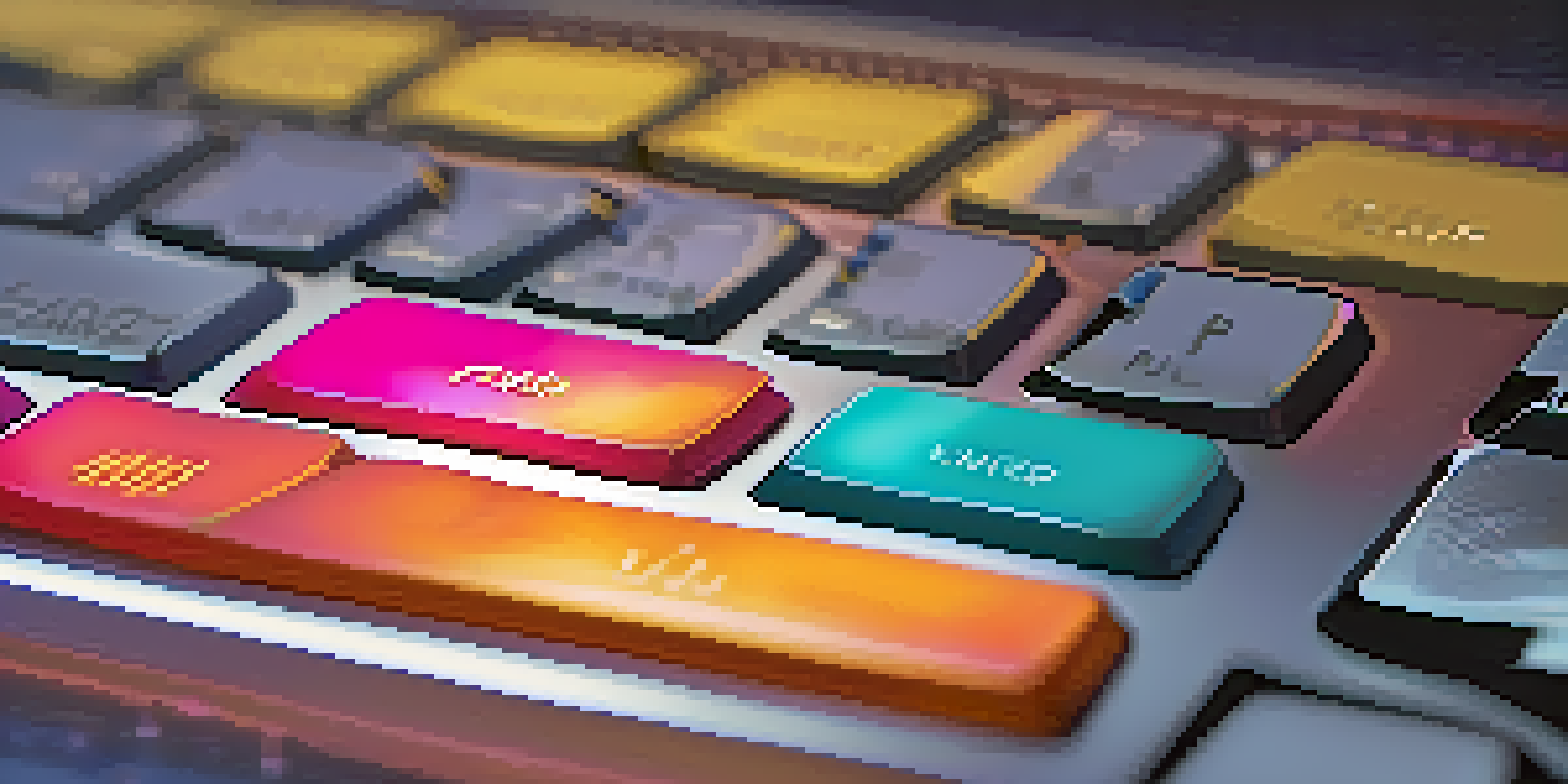 A close-up of a colorful computer keyboard with a glowing password entry field, highlighting the typing of a complex password.