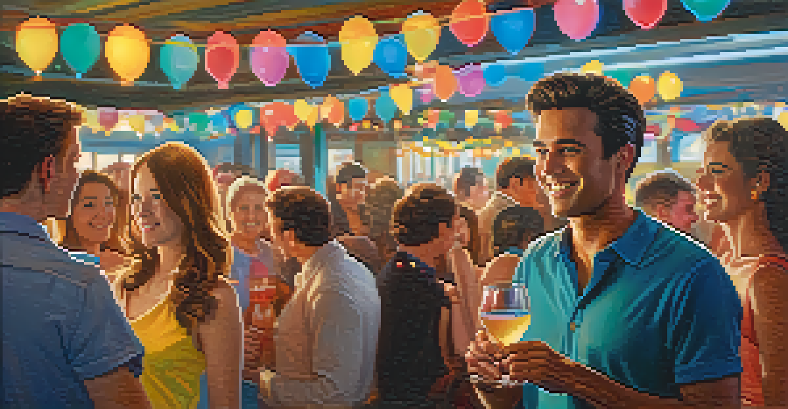 An individual confidently declining a drink at a lively party, smiling while standing their ground.
