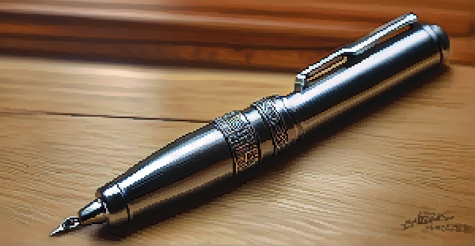 A close-up view of a stylish self-defense keychain with a tactical pen and kubotan on a wooden table, illuminated by soft natural light.