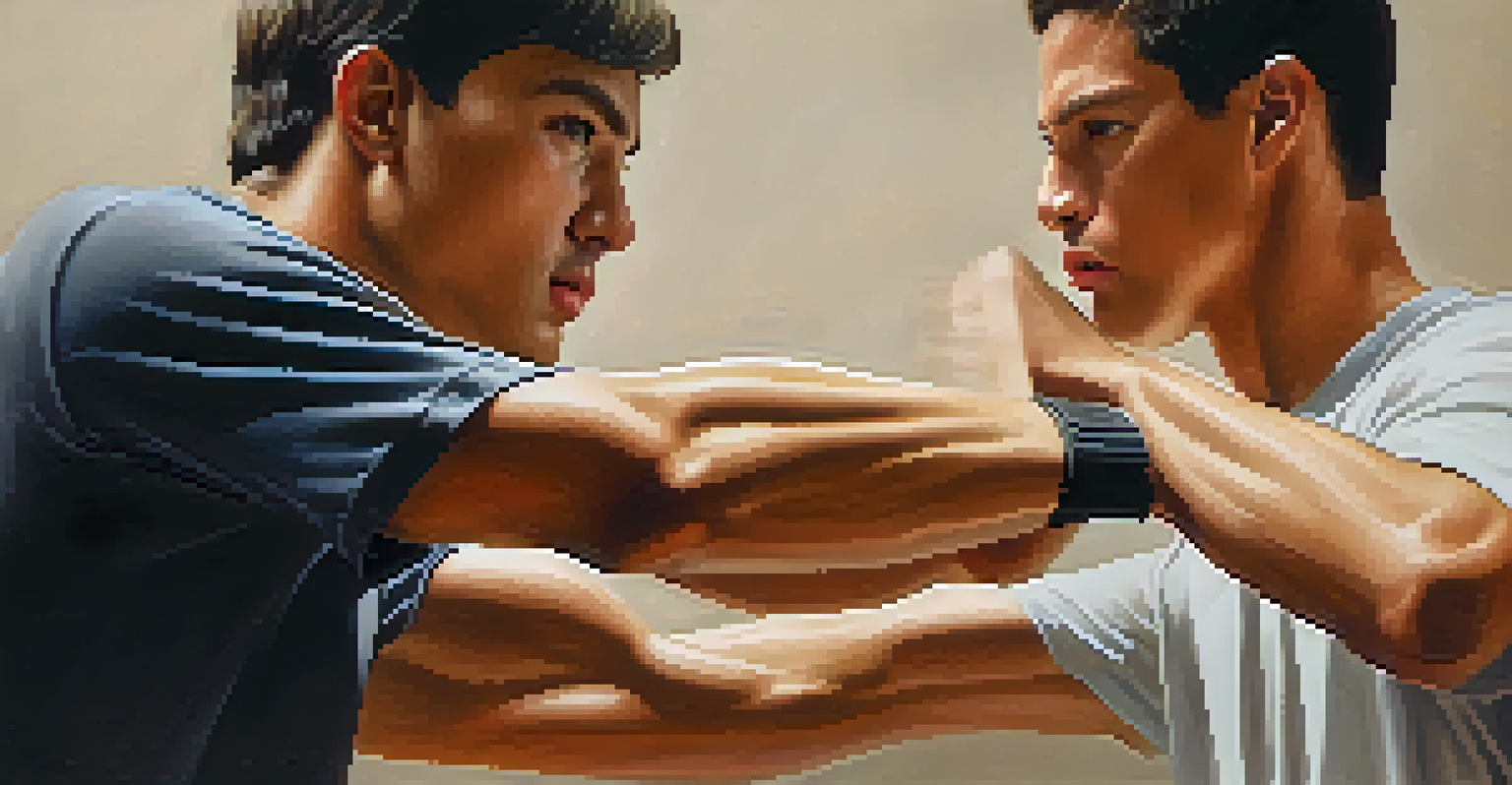Close-up of hands demonstrating a self-defense technique, highlighting grip and posture.