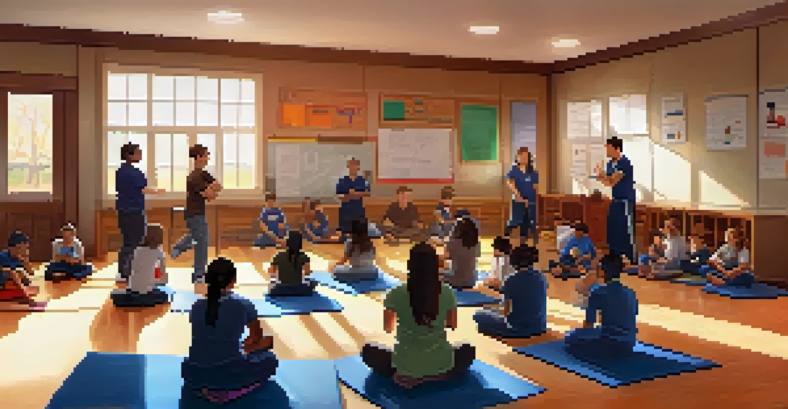 A self-defense instructor demonstrating techniques to a diverse group of engaged students in a cozy classroom setting.