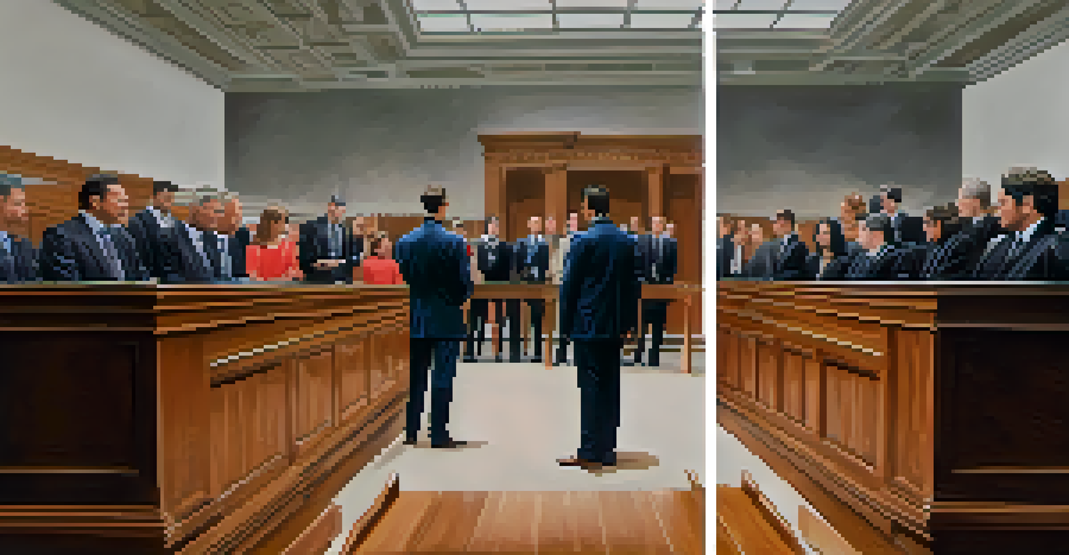 A split image showing a viral social media post and a courtroom with jurors affected by it.