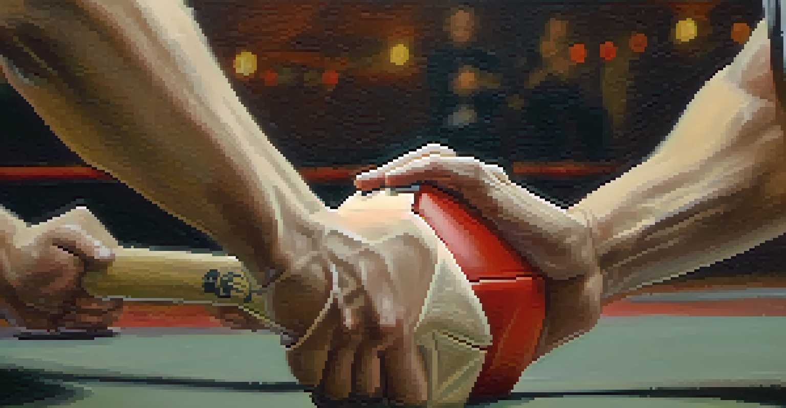 Close-up of hands practicing self-defense techniques, highlighting grip and stance with a blurred background.
