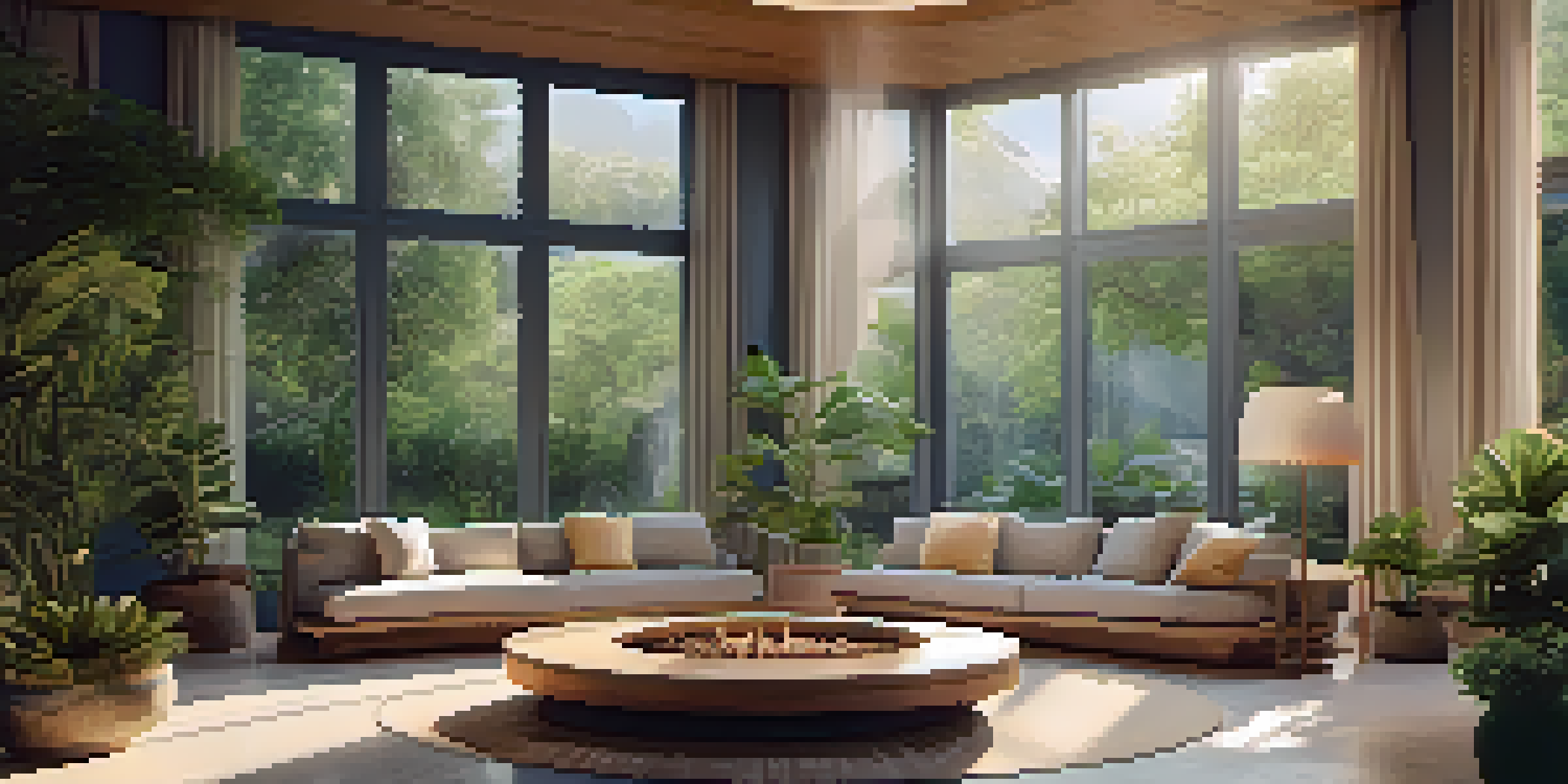 A tranquil indoor gathering space with soft lighting, comfortable seating in a circle, and plants, creating a peaceful atmosphere for spiritual discussions.