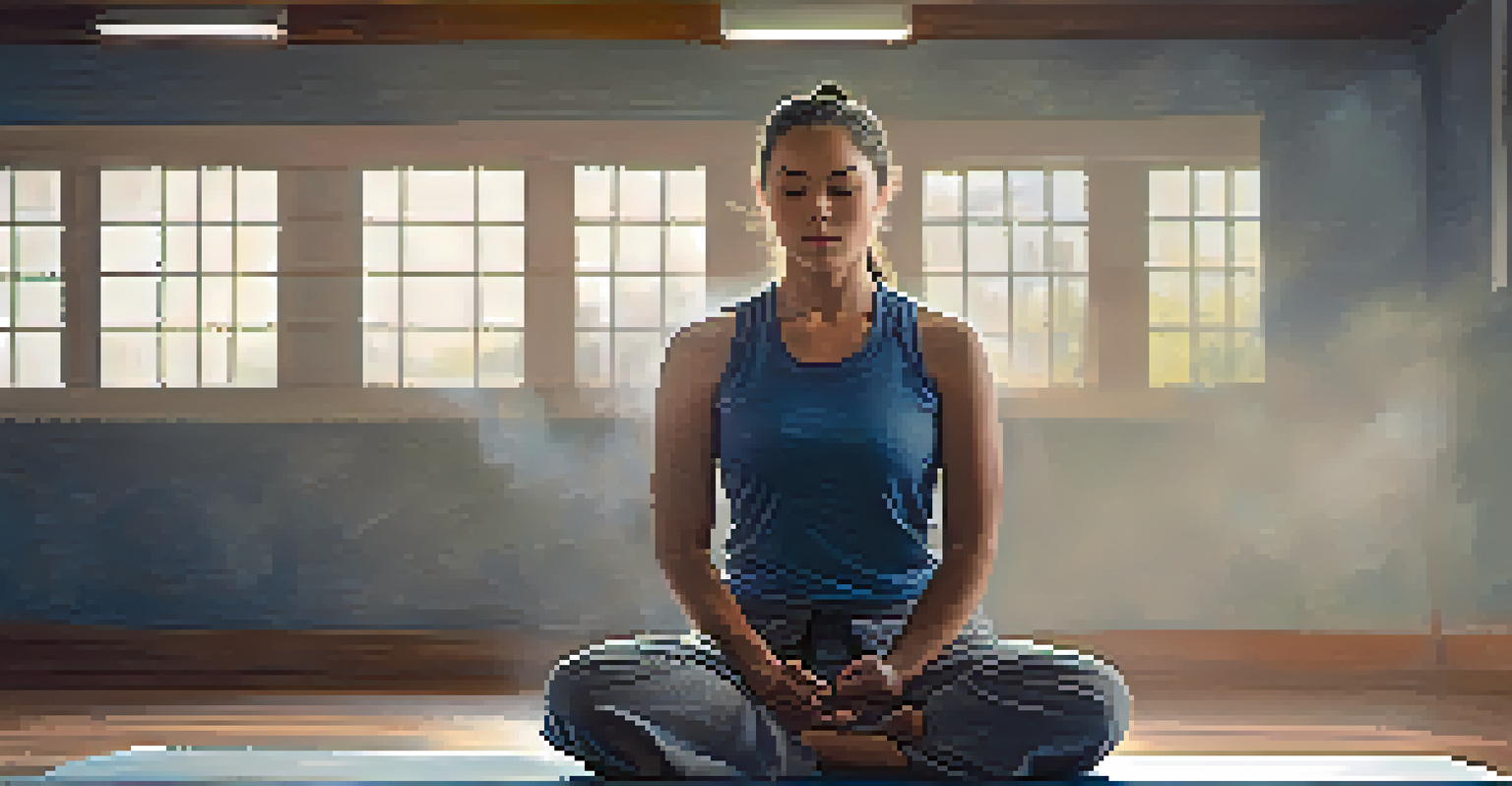 A focused individual practicing deep breathing in a tranquil environment, highlighting the importance of mental fitness in self-defense.