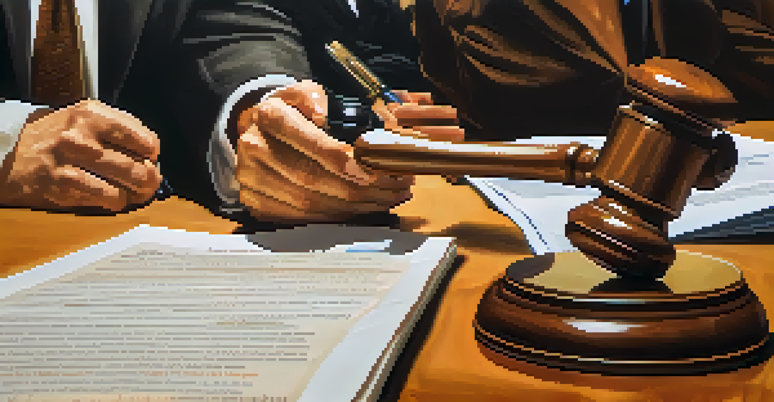A close-up of hands holding a legal document about self-defense and a cellphone, with a blurred courtroom in the background, highlighting legal concerns.