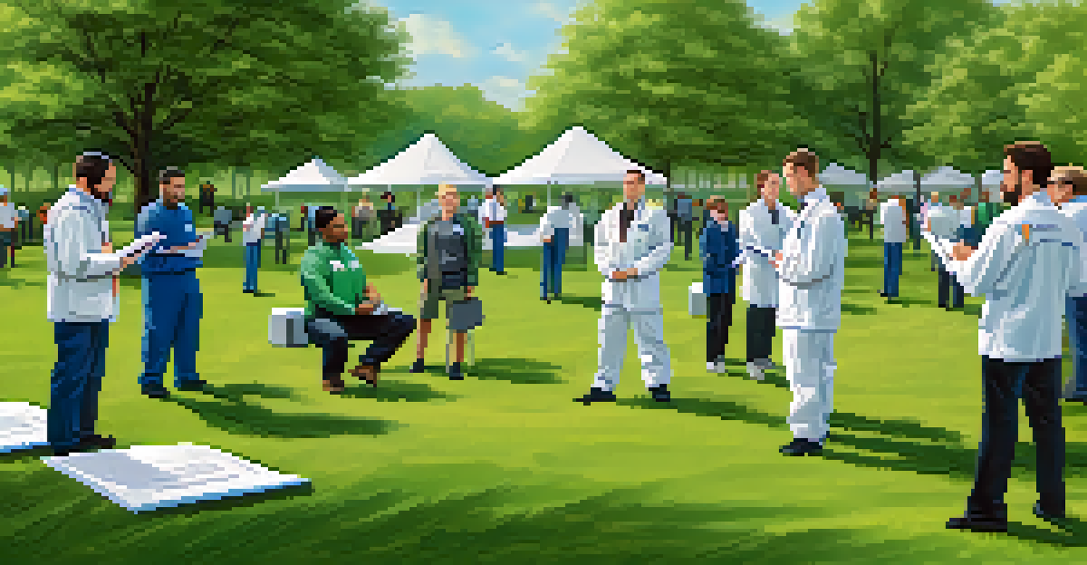 Employees participating in an outdoor crisis response training session, watching a facilitator demonstrate emergency procedures.