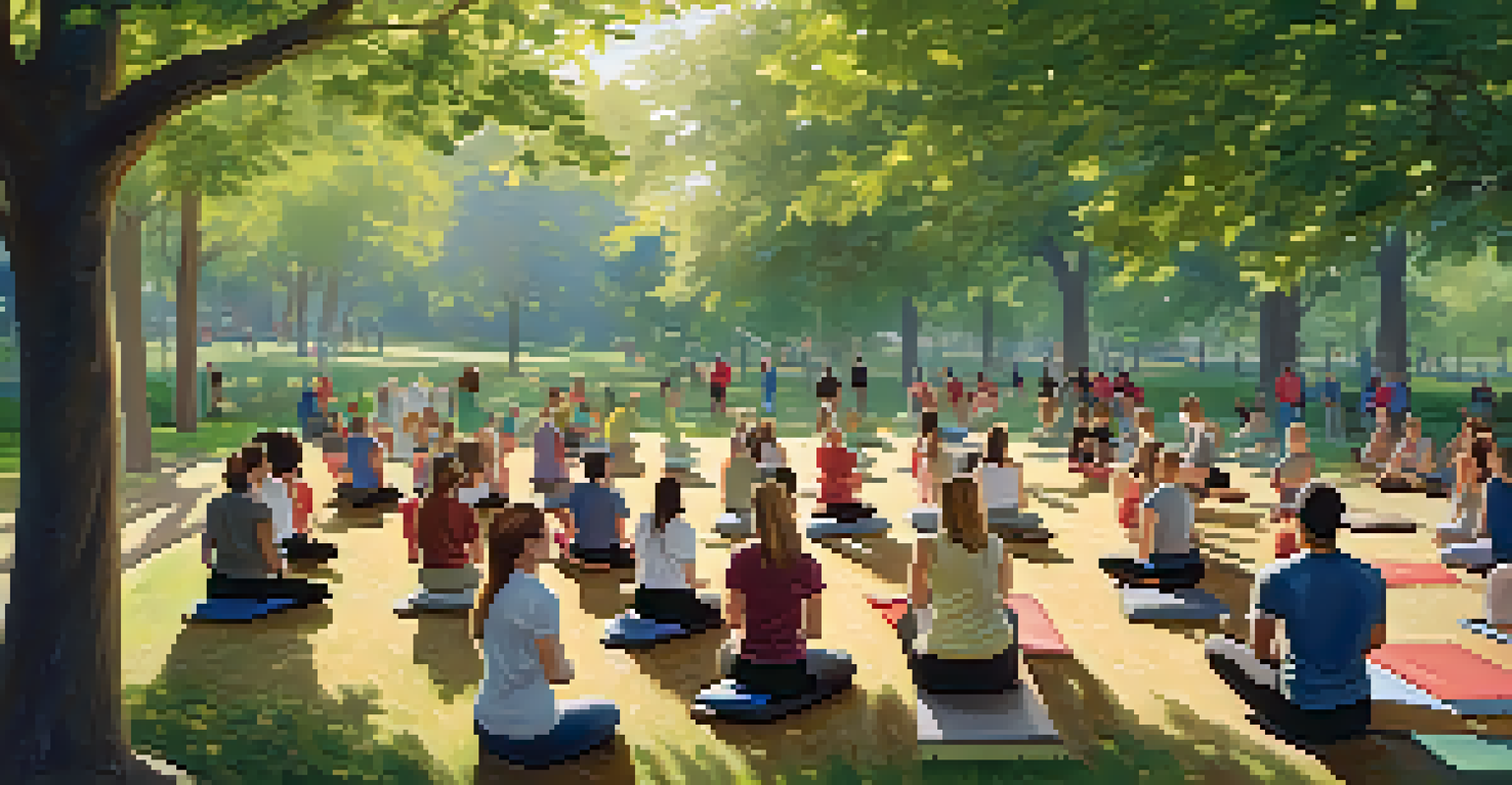 Participants in an outdoor self-defense class in a park, practicing techniques surrounded by greenery, showcasing a sense of community and engagement.