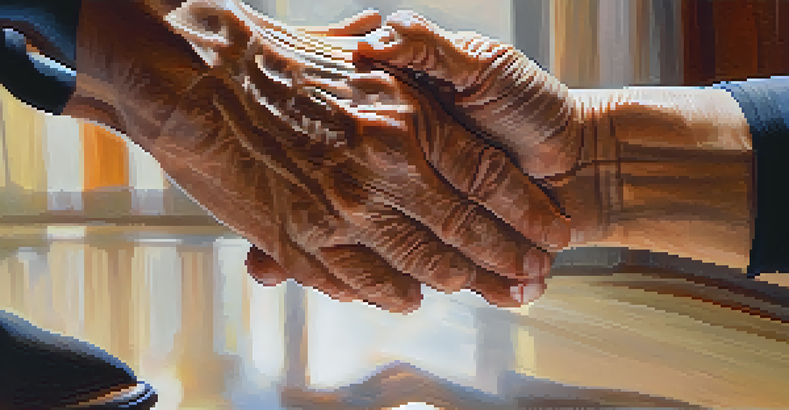 Close-up of a senior's hands performing a self-defense technique, showing focus and determination.