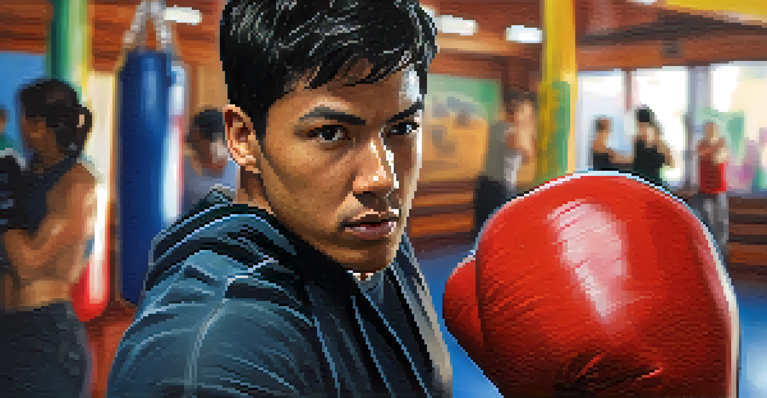A person striking a punching bag, displaying focus and intensity in a self-defense class.