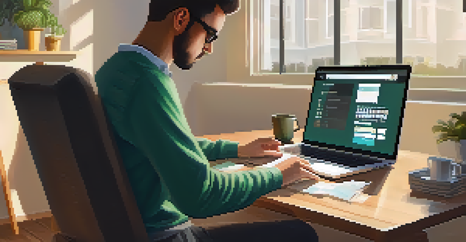 A person using a password manager application on a laptop in a cozy workspace setting.