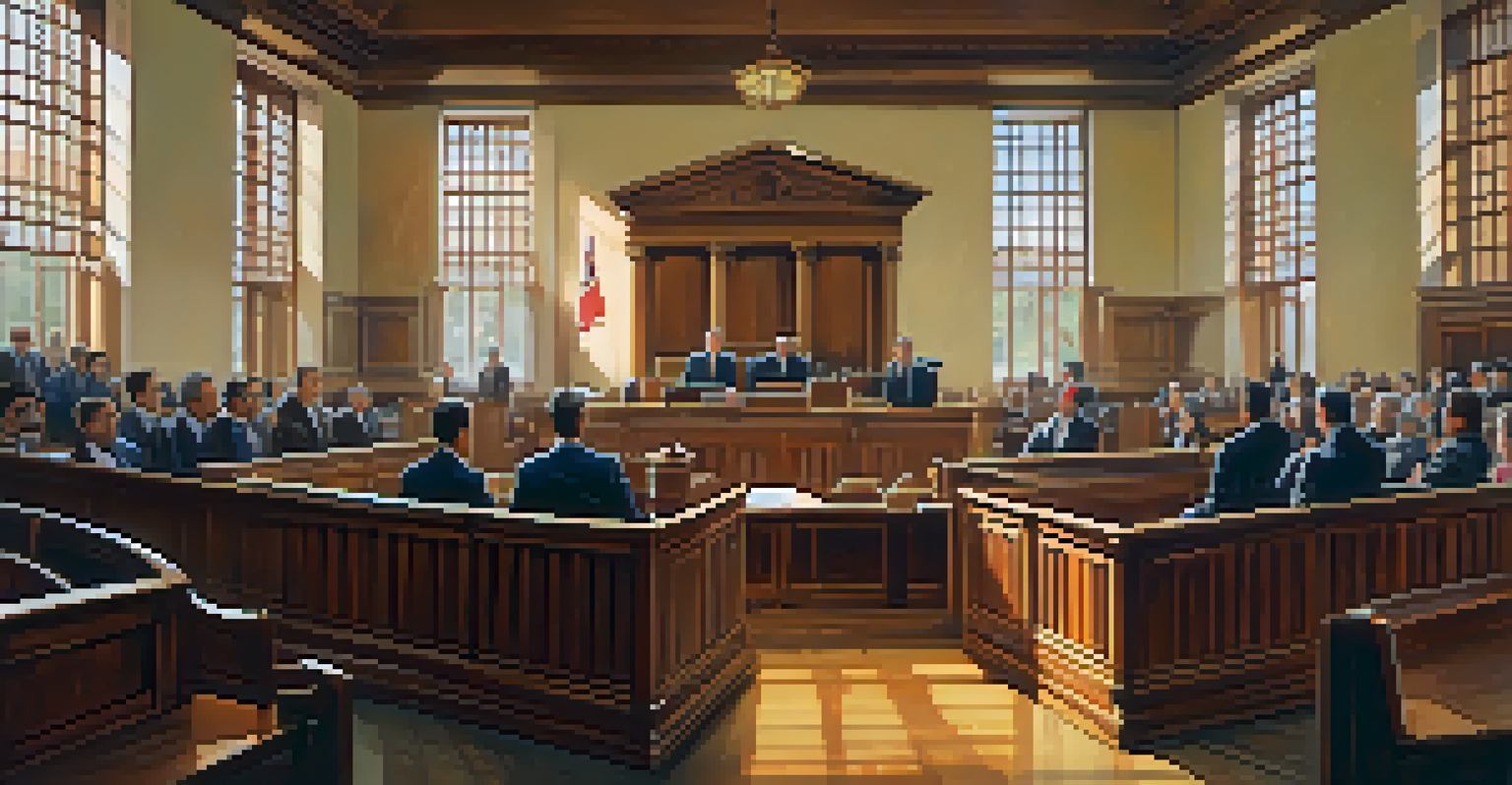A courtroom scene in Australia with a judge and a lawyer.