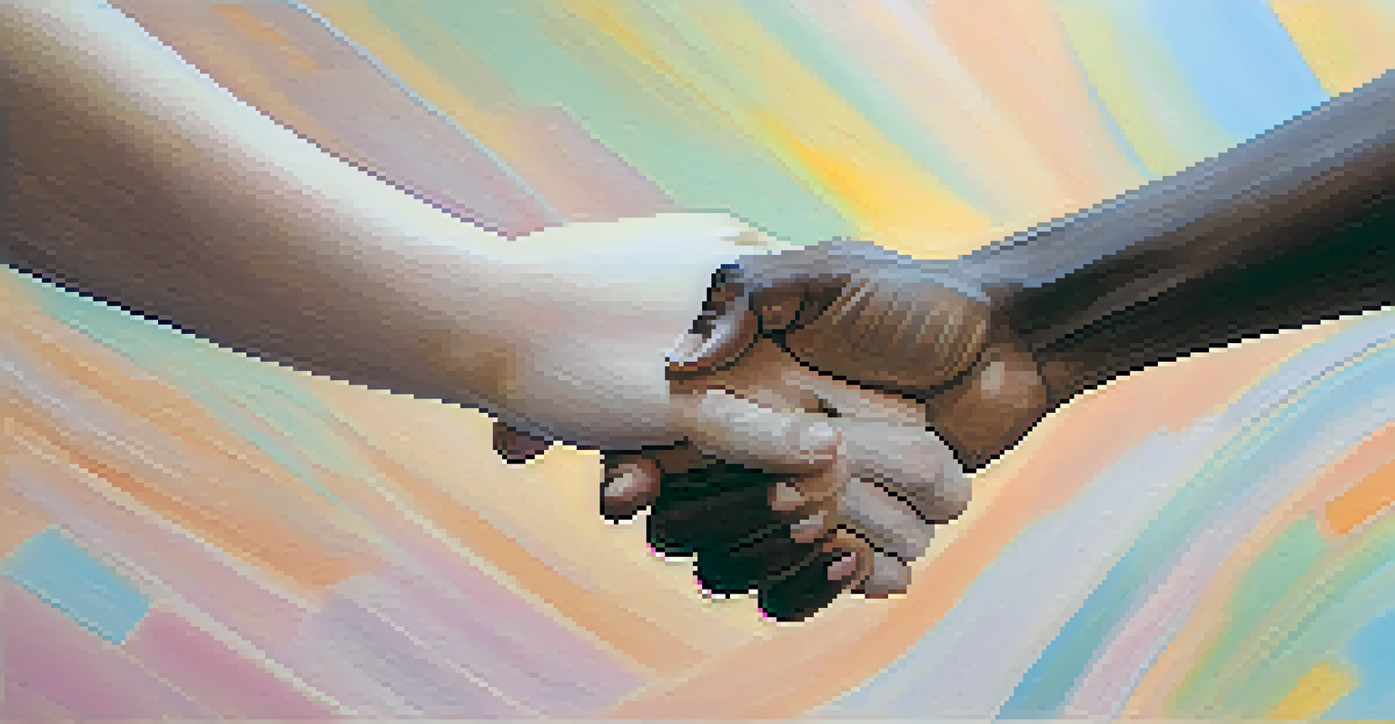 A gentle hand gesture symbolizing setting boundaries, with a soft and calming background.