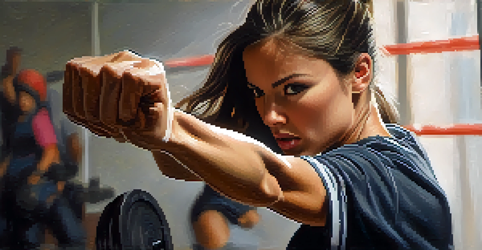 Close-up of a woman's hands performing a self-defense move, highlighting her strength and determination.