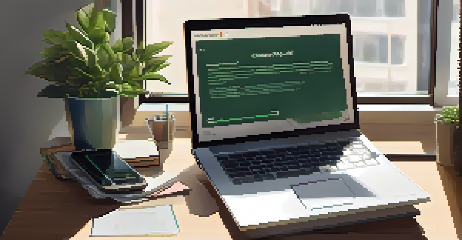 A desk with a laptop showing an authentication app and a checklist for cyber hygiene practices, with natural light and a potted plant.