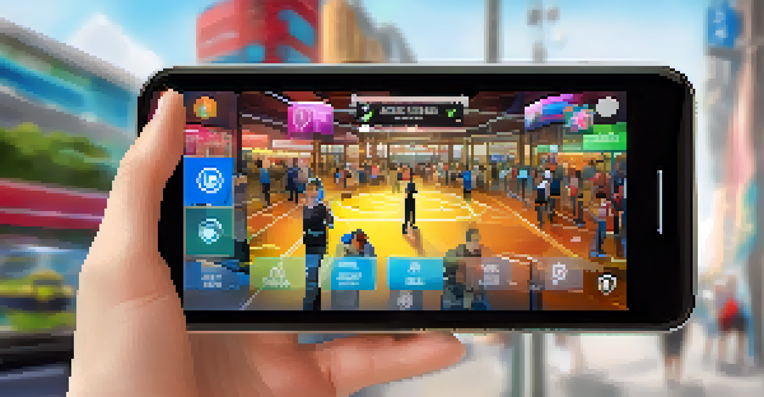 Close-up of a smartphone showcasing a self-defense app interface with bright colors and features for personal safety.